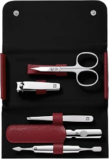 ZWILLING 5 Piece Travel Manicure Pedicure Set, Red Case