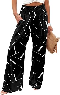 KISSMODA Women High Elastic Palazzo Pants Wide Leg Long Lounge Pants Casual Trousers with Pocket 2023
