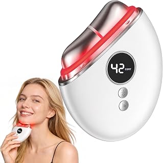 4-in-1 Red Light Therapy for Face and Neck, Gua Sha Facial Tool with Heat & Vibration, Face Massager Tool for Puffiness, Smoothing, Firming, Gifts for Women & Men (White)