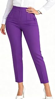 LOVESHOOT 2026 Fashion High Waist Pleated Straight Leg Casual Work Stretch Dress Pants