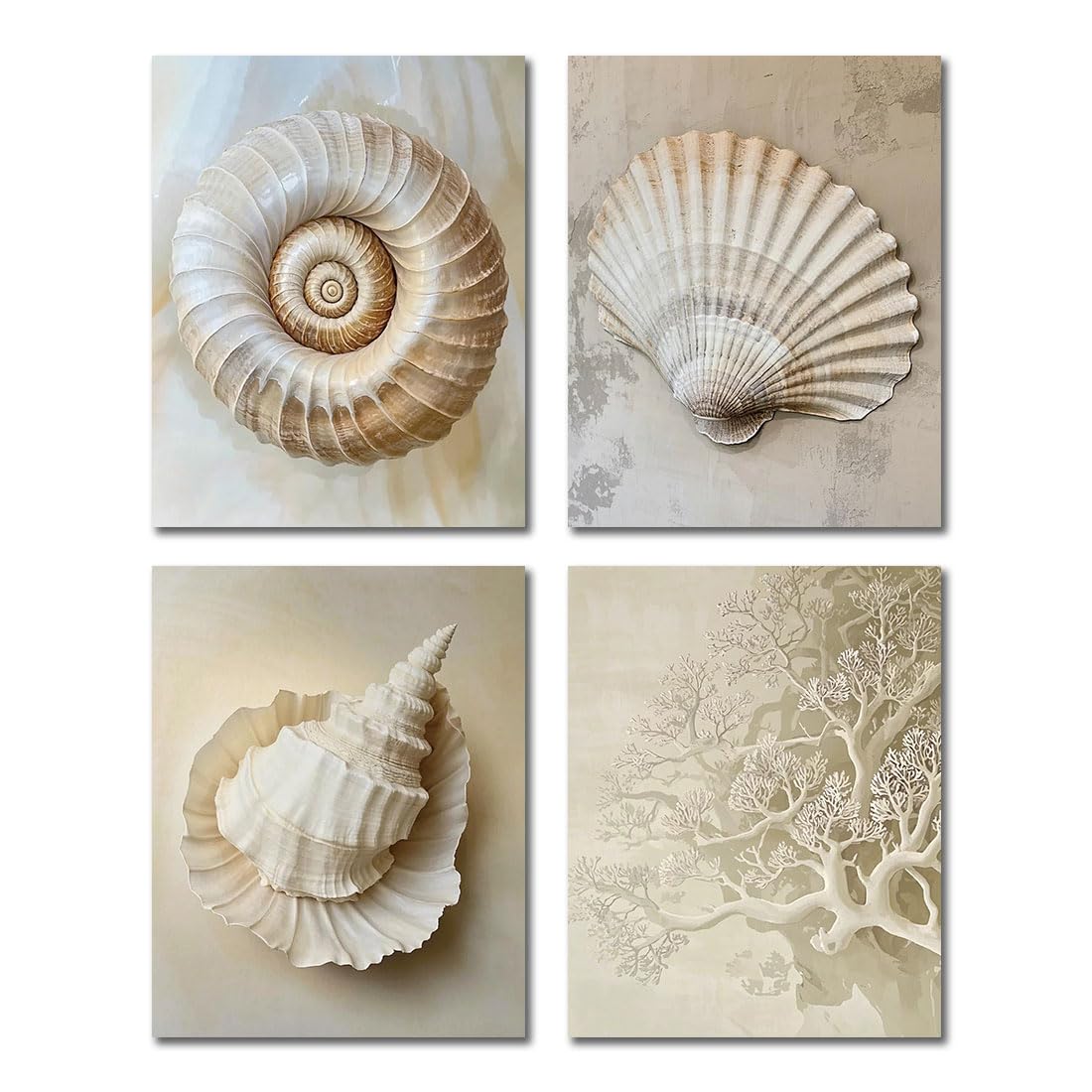 Bathroom Wall Decor Coastal Wall Art Set of 4