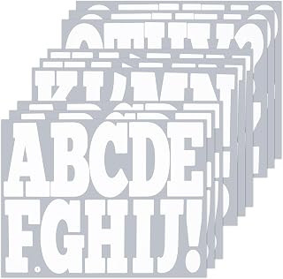 BINLINHONGO 96 Large Alphabet Stickers, 4 Inch Sticky Vinyl Letters | 9 Sheets Letter Sticker Decals for Mailbox, Doors, Trucks, Home and Outdoor Decor - White