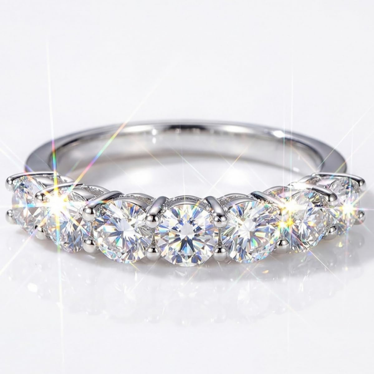 1 x Classic S925 Sterling Silver 0.1ct Synthetic Moissanite Ring Anniversary Lux