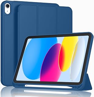 ToaPoia Case for iPad (A16) 11 Inch 2025/iPad 10th Generation 10.9 Inch 2022, Slim Trifold Stand Protective Cover with Pencil Holder and Soft TPU Back,Support Auto Sleep/Wake (Navy Blue)
