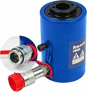 AMZCNC 30T Hydraulic Cylinder Jack Hollow Single Acting Hydraulic Ram Cylinder 6"(150mm) Hydraulic Lifting Cylinders (30T 6Inch Hollow)