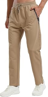 ZOXOZ Men's Cotton Tracksuit Pants with Zip Pockets Adjustable Elastic Waist