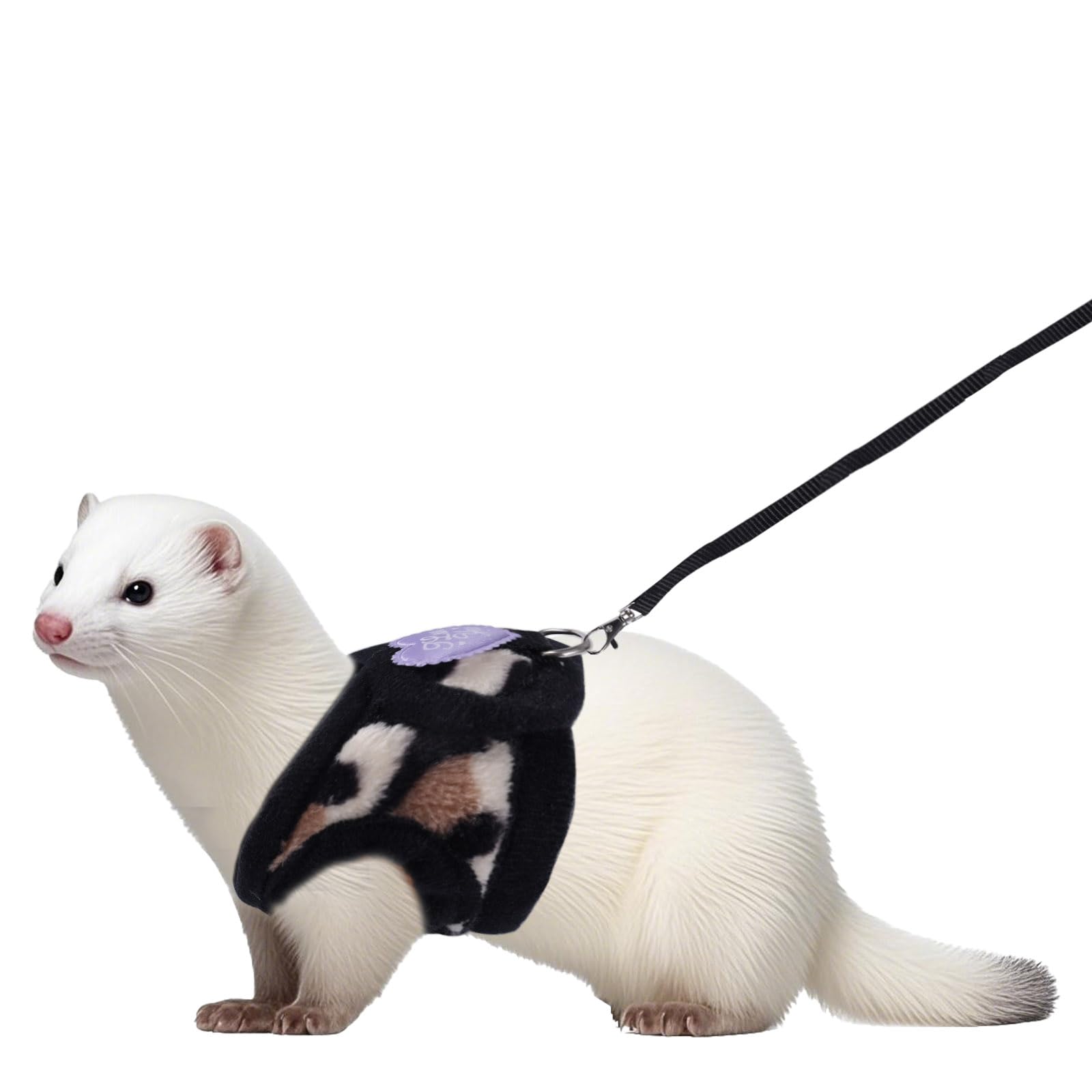 Small Animal Harness and Leash Set, Leopard Print Ferret Leash and Harness Soft 