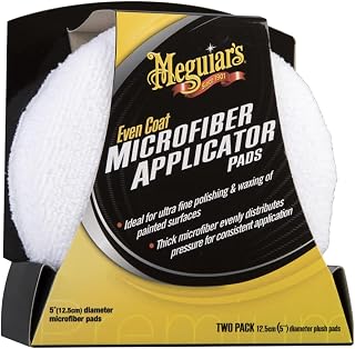 Meguiar's Even Coat Applicator Pad, 2 Pack, White | Microfibre Pads Deliver Even, Swirl-Free Application of Polish, Wax, and Interior or Exterior Products - X3080EU