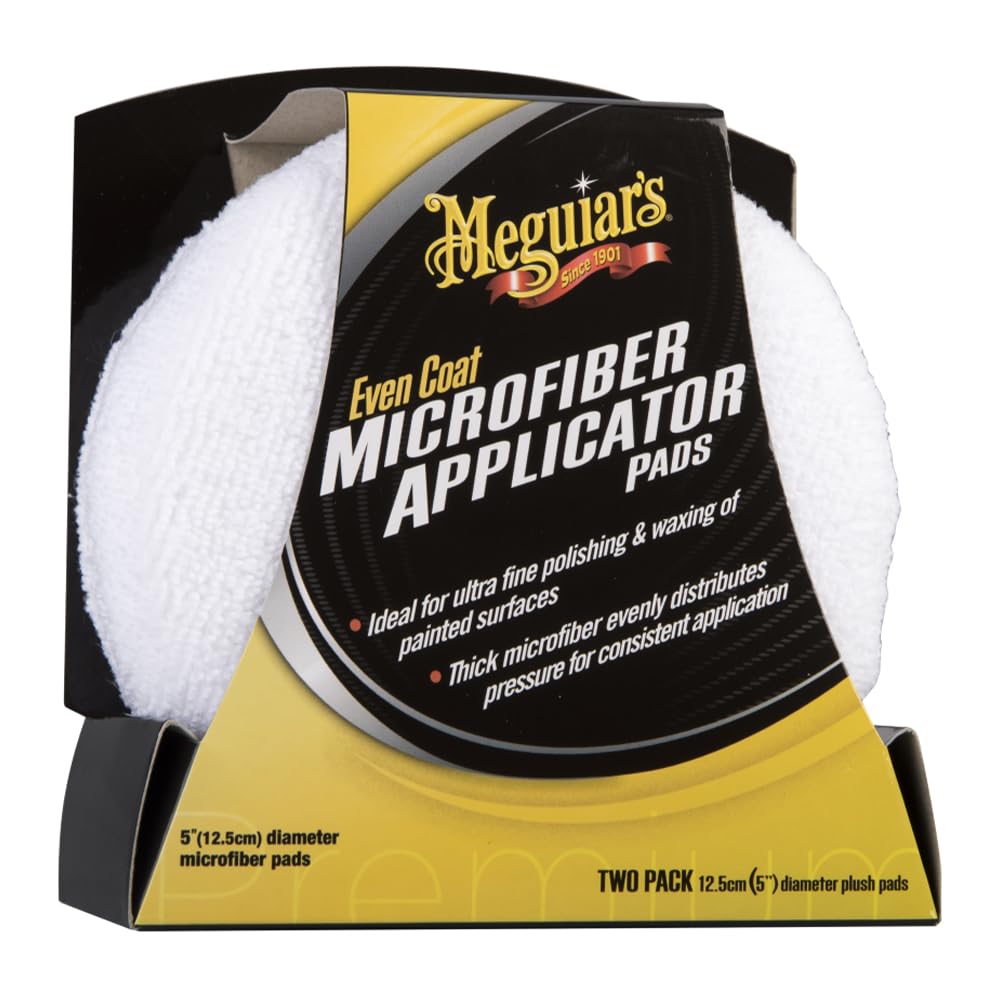 Meguiar's Even Coat Applicator Pad, 2 Pack, White | Microfibre Pads Deliver Even