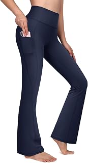 G4Free Yoga Pants with 4 Pockets Jean Style Flare Leggings High Waist Tummy Control Work Pants Casual Pants Small/Regular/Large