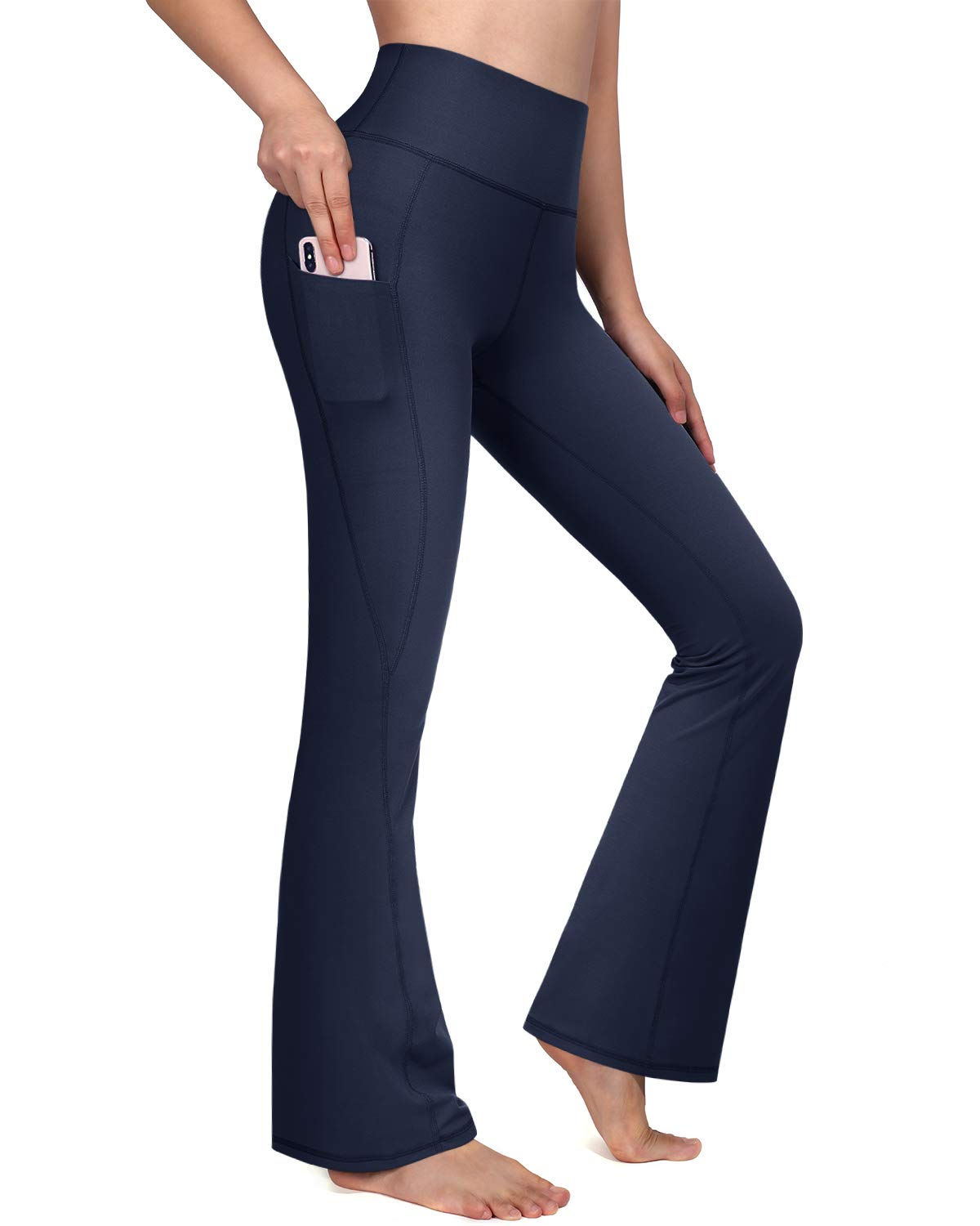 G4Free Yoga Pants with 4 Pockets Jean Style Flare Leggings High Waist Tummy Cont