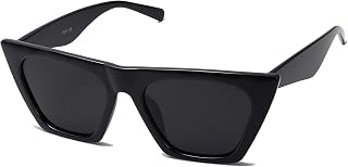 SOJOS Retro Square Cat Eye Polarized Women Sunglasses Trendy Style BELLA SJ2115 - black frame/grey