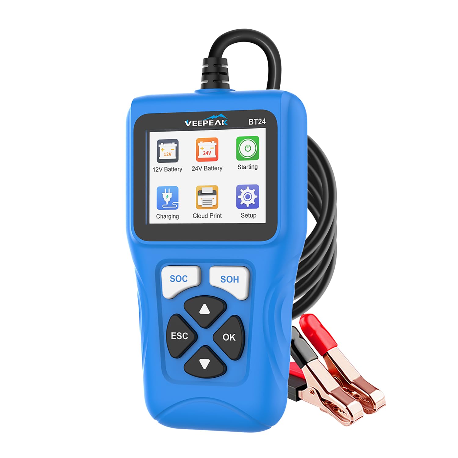 Veepeak Car Battery Tester 12V/24V, 100-2000CCA Battery Load Tester Analyzer wit