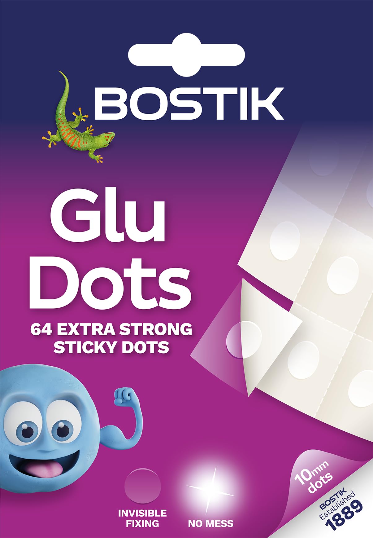 Bostik Extra Strong Glu Dots Clear - 64 Dots Pack | Double Sided Adhesive for In