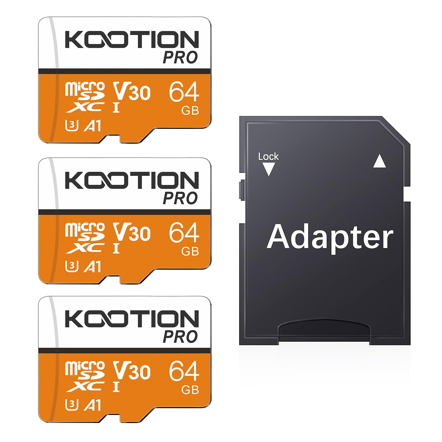 KOOTION 64GB Micro SD Card 3 Pack, U3 High-Speed microSDXC Memory Card, A1, V30 