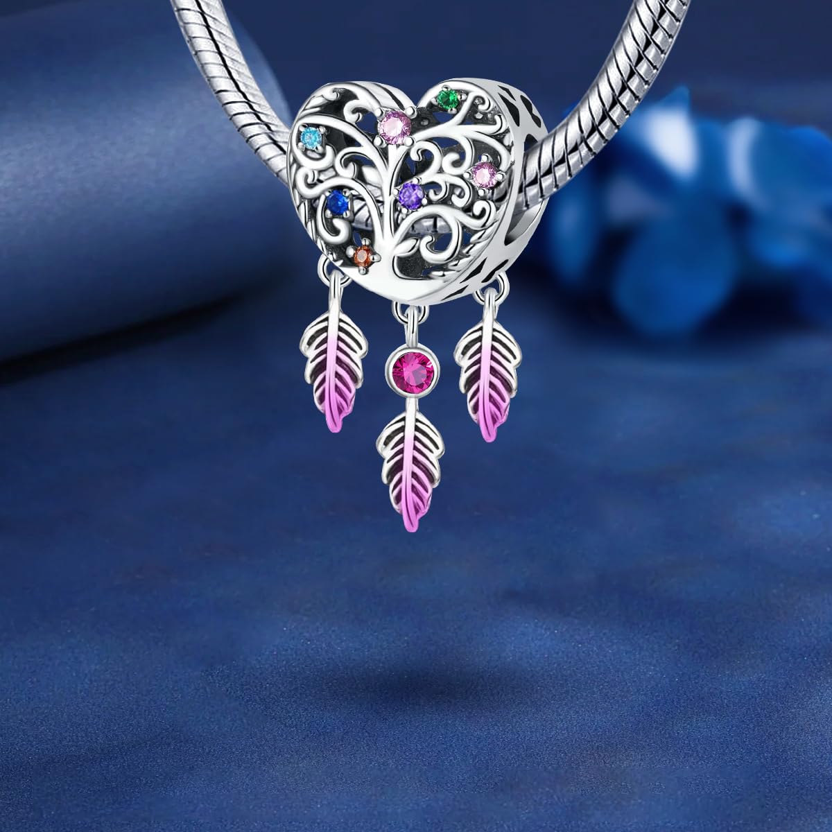 Silver Plated Fashionable Pink Heart Series for Women Bracelet Bangle DIY Jewelr