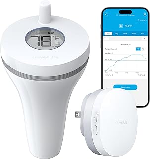 GoveeLife WiFi Pool Thermometer P1 Wireless, Water Thermometer | Easy Read Digital Pool Thermometer Floating, IPX7 Waterproof, APP/Email Alert, 328ft Range for Swimming, Pond, Bath, SPA