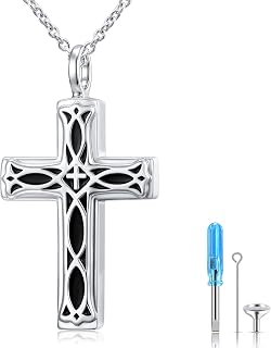 DAOCHONG Cross Urn Necklace Cremation Memorial Jewelry for Men Women