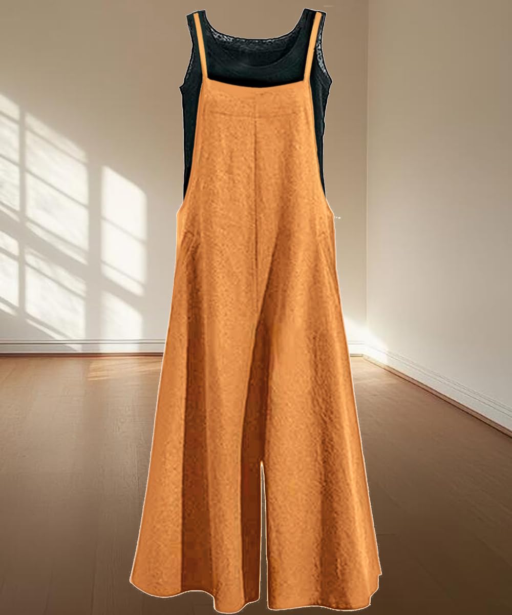 Womens Wide Leg Dungarees with Pockets