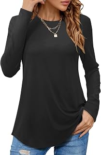 PLOKNRD Women's Long Sleeve T-Shirt Crewneck Casual Tunic Tops