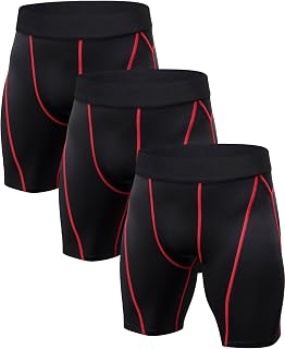 Niksa Men's Fitness Shorts Compression Leggings 3 Pieces, Compression Baselayer Shorts Sports Shorts Fitness Trousers Jogging Running