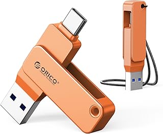 ORICO USB Flash Drive 256GB USB-C and USB-A, 150MB/s, USB 3.2 Gen 1, Orange