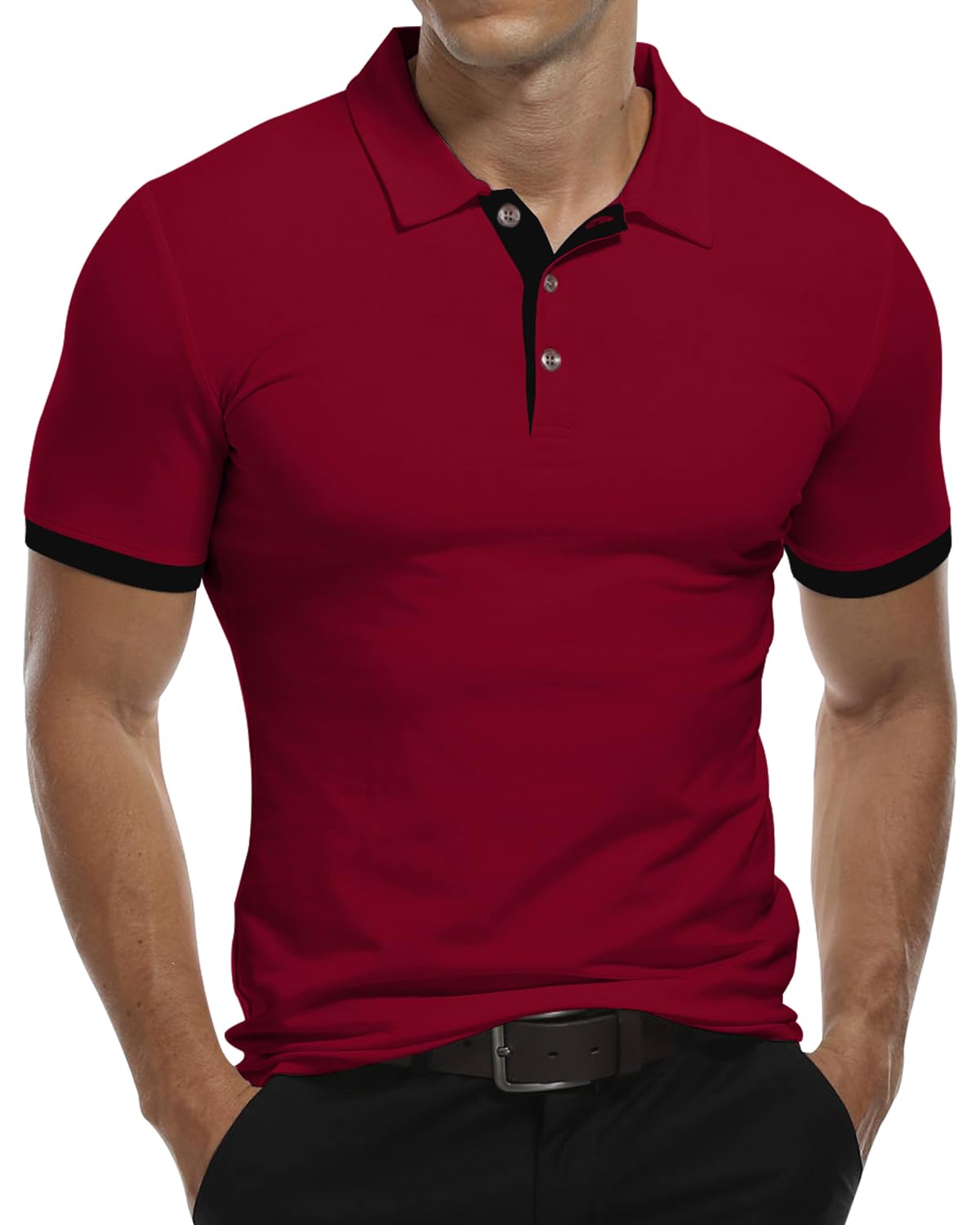 KUYIGO Men's Polo Shirt Long Sleeves & Short Sleeves Sports Shirts Tennis Golf B