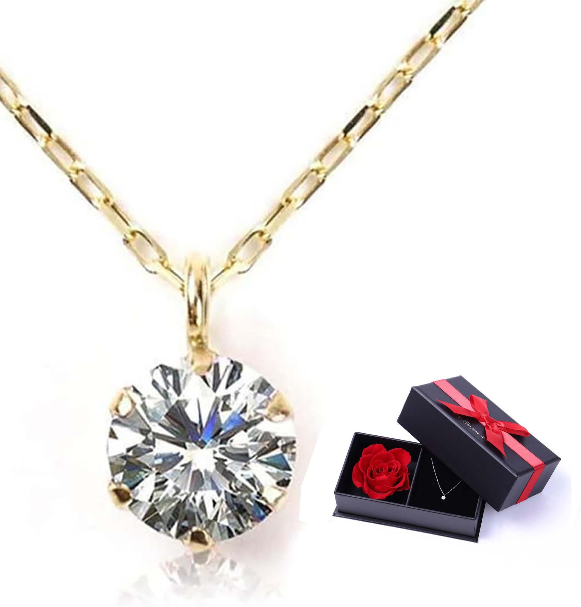 PLUSTER Diamond Necklace, Single Grain, 10K Gold, Genuine 0.15ct (As Seen on GIN