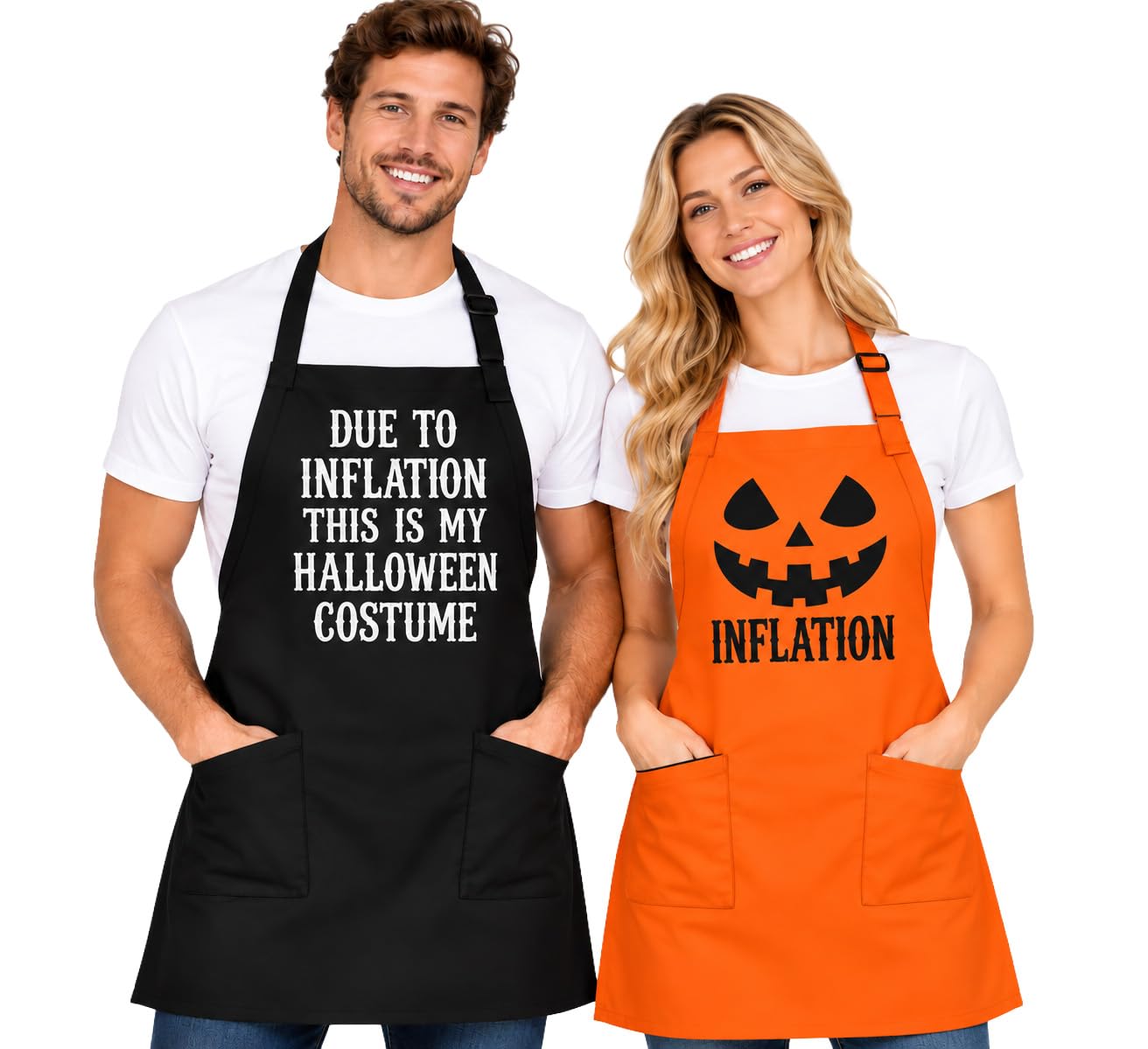 Funny Halloween Couple Matching Aprons Due to Inflation Costume | 6 Colors, Pump