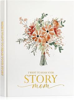 Lanpn Mom Life Story Book Journal with 270+ Prompts, Leather Hardcover Mother Story Guided Journal to Fill Out, Mom Memory Heirloom Keepsake Book, Gift for Mom Mother's Day Birthday Christmas