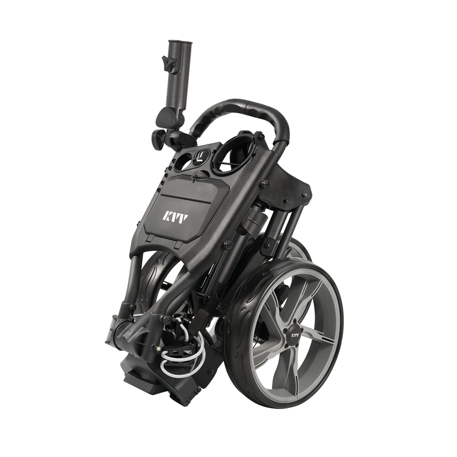 KVV 3 Wheel Golf Push Cart Ultra Lightweight Smallest Folding Size, New-Version 