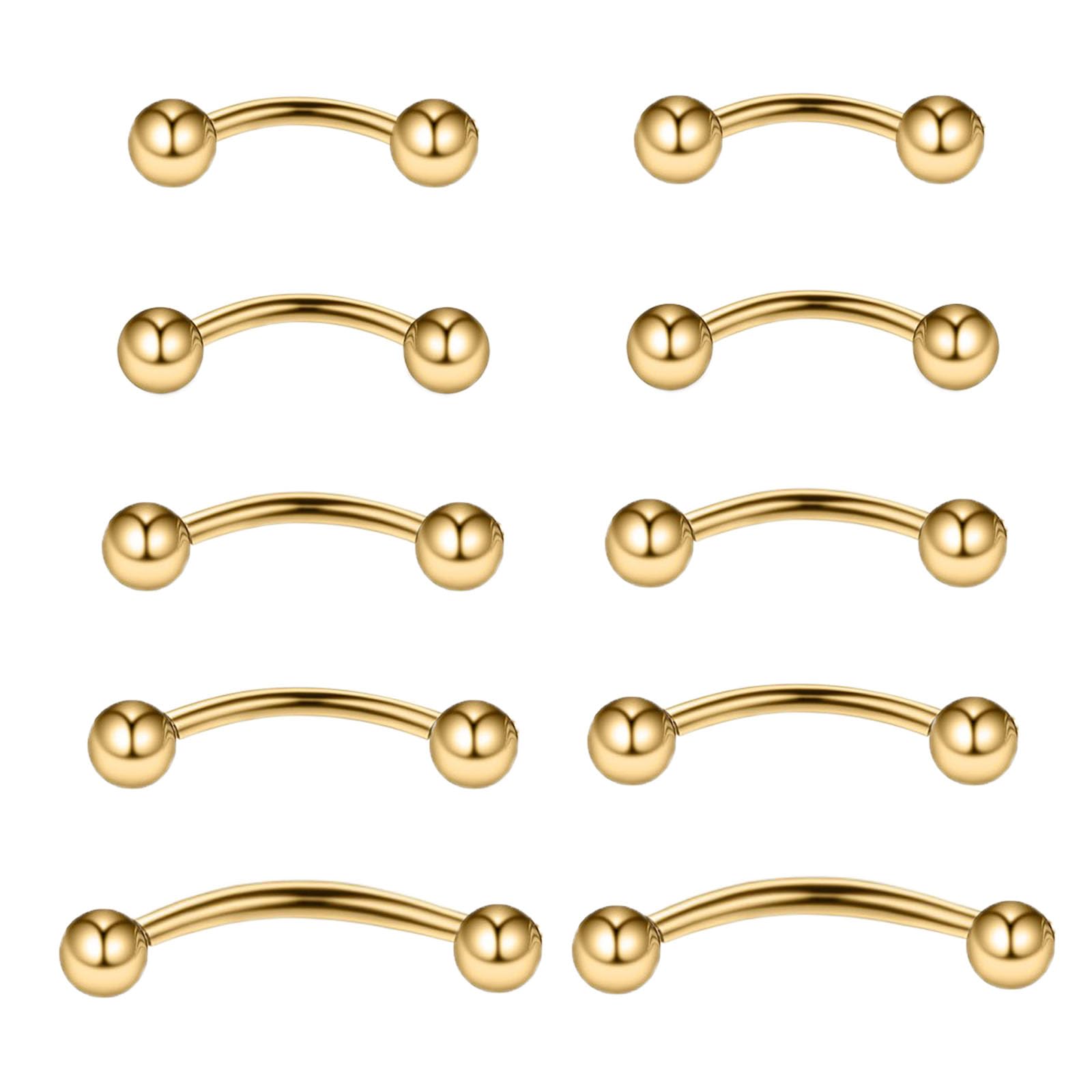 Gojewen 10pcs Curved Barbells for Eyebrow Lip Daith Rook Helix Septum Bridge Bel