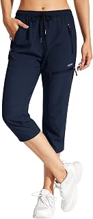 MOCOLY Women's Lightweight Hiking Trousers Cargo Joggers Pants Outdoor Casual Walking Trousers Elasticated Waist Tracksuit Trousers with Zip Pockets