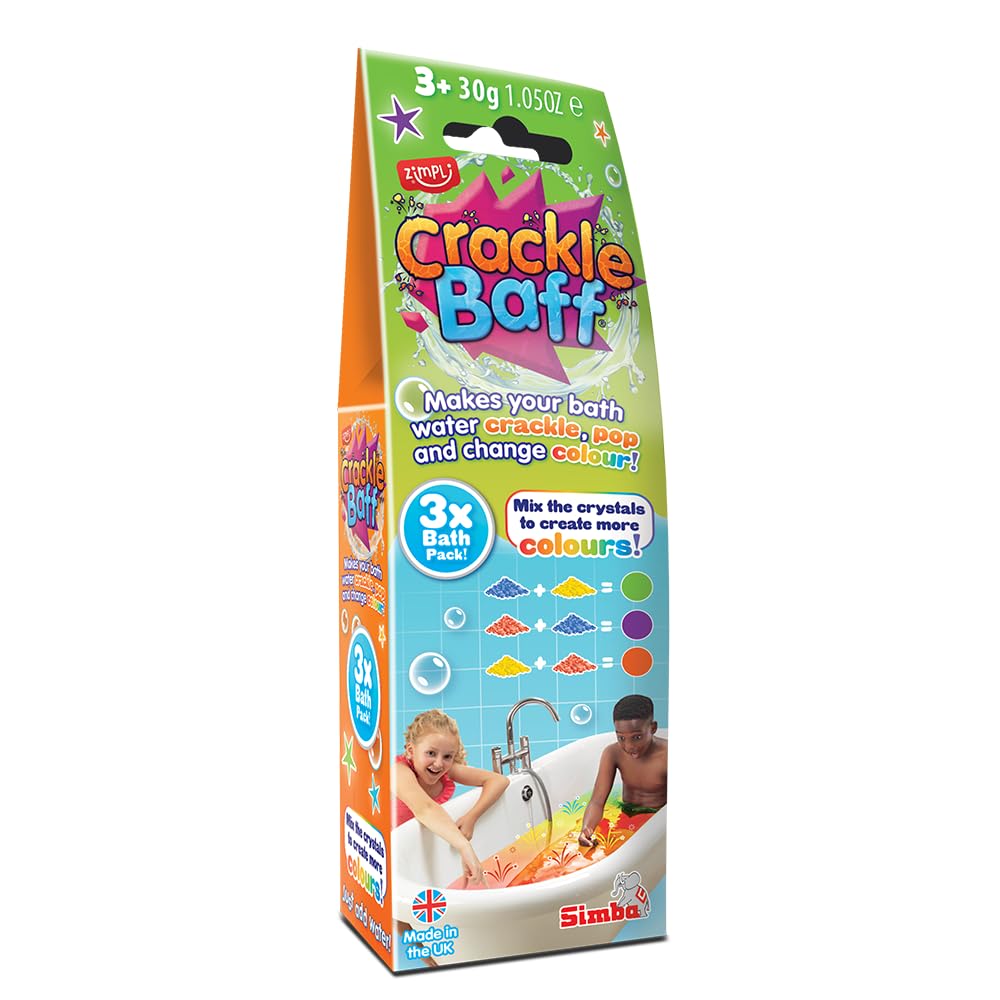 ZIMPLI - Crackle Baff Colours, 3 Bath Pack, Magically makes your water Crackle, 