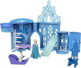 Mattel Disney Frozen Storytime Stackers Elsa Ice Castle Doll House | Posable Elsa Small Doll, Olaf Figure & Stacking Playset with 4 Accessories, Inspired by Disney Frozen Movie