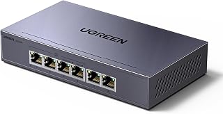 UGREEN 6 Port PoE+ Network Switch, 4 PoE & 2 Gigabit Ports | 802.3af/at 30W, 60W Budget, Metal Case, Plug & Play for TV/Laptop/Router/Camera, Ethernet Splitter