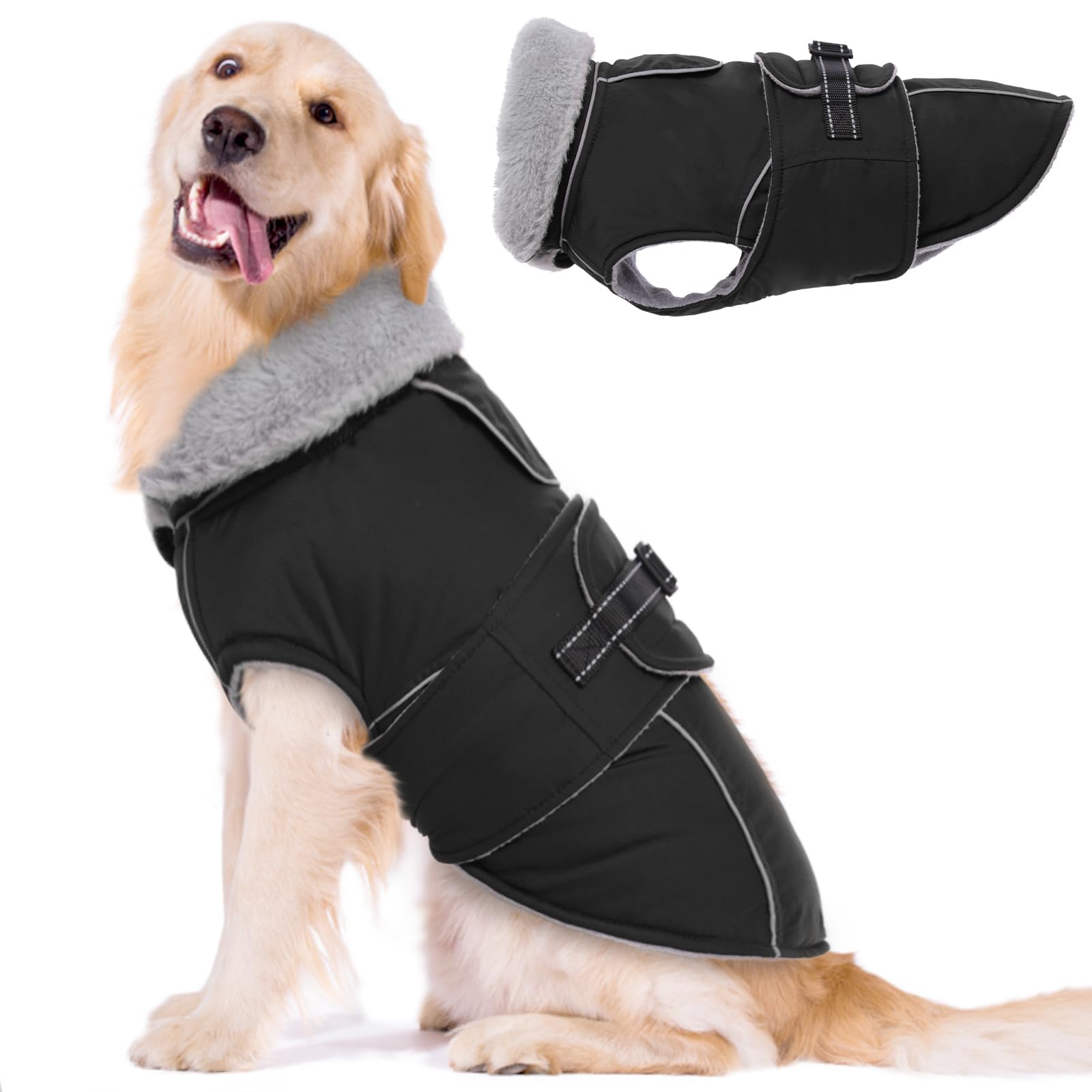 Dog Coats for Large Dogs Waterproof Dog Jacket with Adjustable Fit