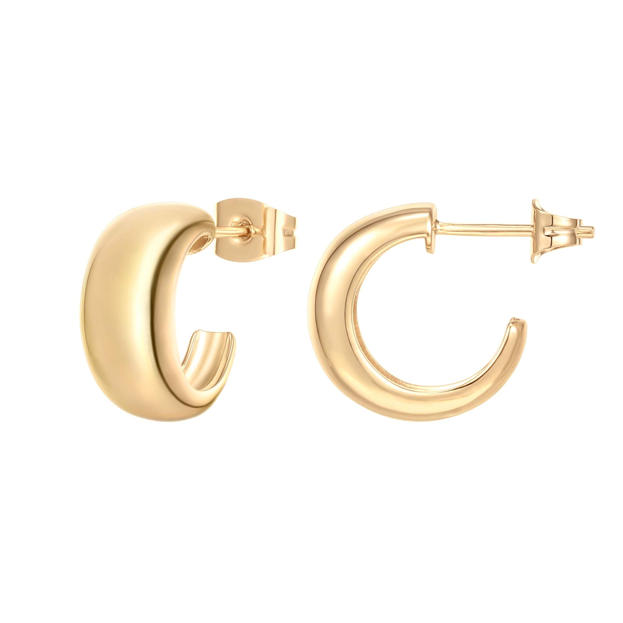 PAVOI 14K Gold Plated Thick Dome Huggie Earrings for Women - 925 Sterling Silver