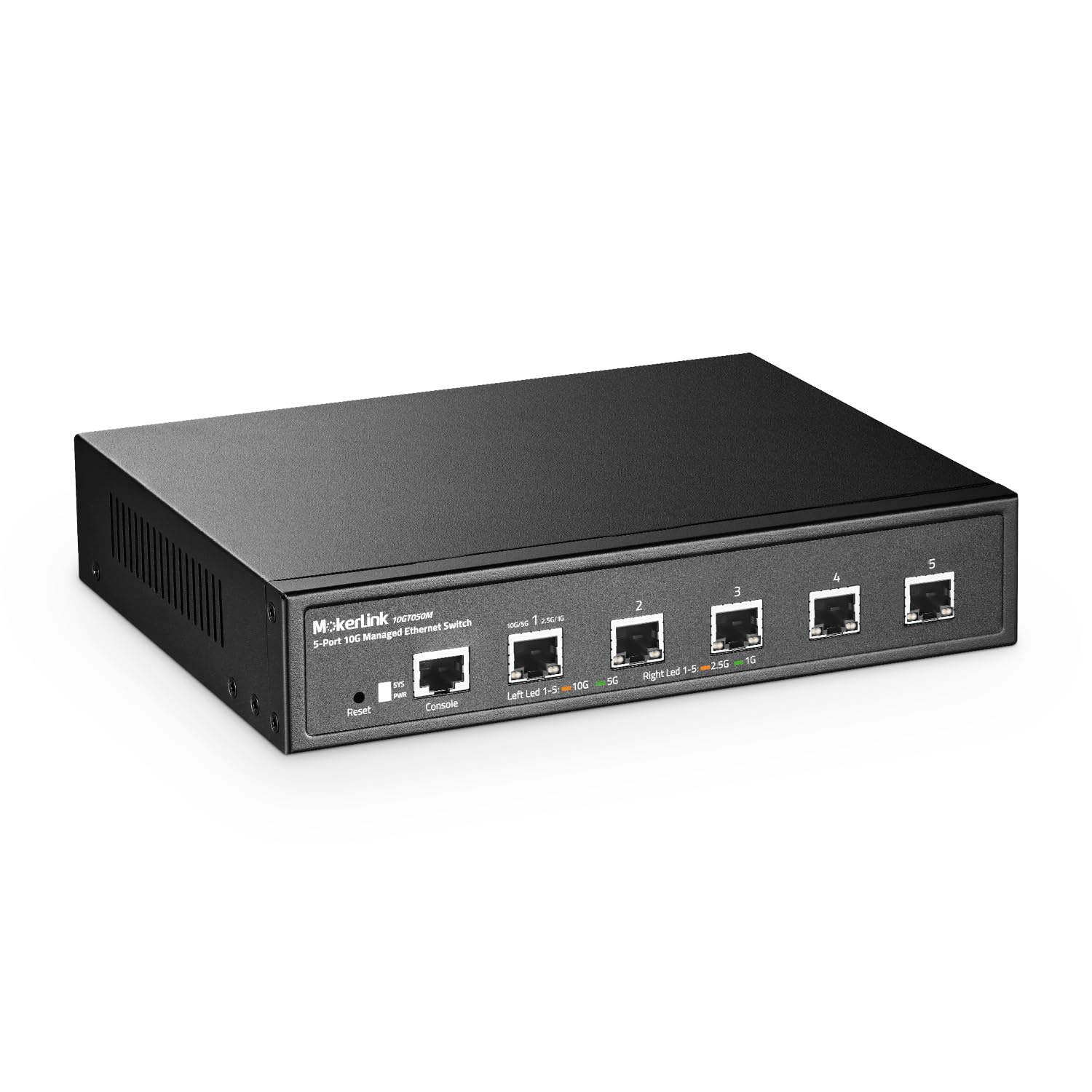 MokerLink 5 Port 10G, 10G/5G/2.5G/1G Self-Adaptive, L3 Web/CLI, Metal Desktop Ma