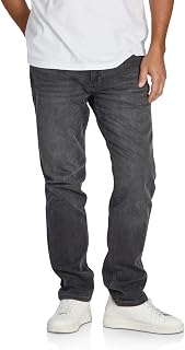 riverso RIVChris Men's Straight Fit Jeans, Cotton Denim Stretch, Black, Blue, Grey, W29 - W38