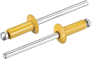 25 Pcs Aluminum Blind Rivets 4mm x 10mm Open End Rivets Flat Round Head for Joining Metal Plate Leather Tone Gold Tone