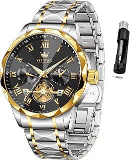 OLEVS Mens Luxury Casual Diamond Watches Big Dial Stainless Steel Waterproof Business Dress Analog Luminous Date Display