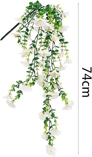 74cm Artificial Morning Glory Rattan Plant with White Flowers, Fake Ivy for Indoor and Outdoor Decor for Wall, Home, Wedding, Patio, Porch (White)