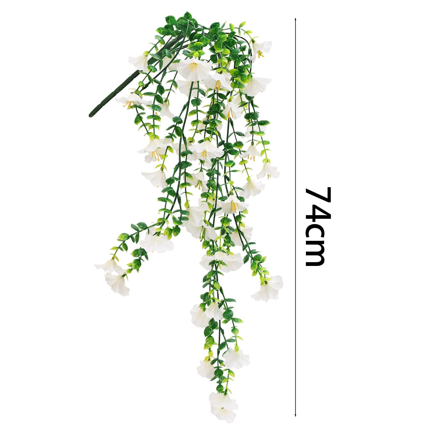 74cm Artificial Morning Glory Rattan Plant with White Flowers, Fake Ivy for Indo