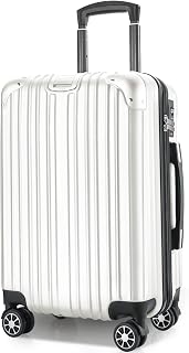 VARNIC Suitcase, Carry Bag, Carry Case, Ultra Lightweight, Large Size, Quiet, Double Casters, Shockproof, 360 Degree Rotation, Equipped with TSA Lock, Zipper Type, Travel, Business, Business Trips, White, L Size 3.8 gal (98 L)