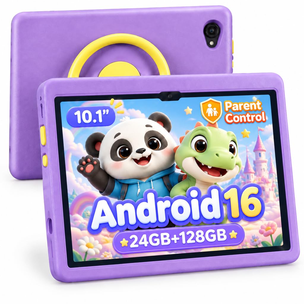 TT.KIDS Tablet 10 inch Android 16 Tablet for Kids, 24GB RAM 128GB ROM 1TB Expand