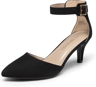 DREAM PAIRS Women‘s Kitten Heels Ankle Strap Pumps