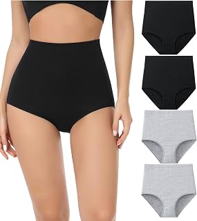 wirarpa Women's Super High Waisted Briefs Underwear Cotton Full Coverage Panties for Women 4 Pack