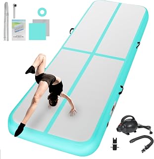 13FT Inflatable Air Gymnastics Mat Training Mats 4inches Thickness Inflatable Tumble Track for Home Use/Training/Yoga/Cheerleading/Water with Pump