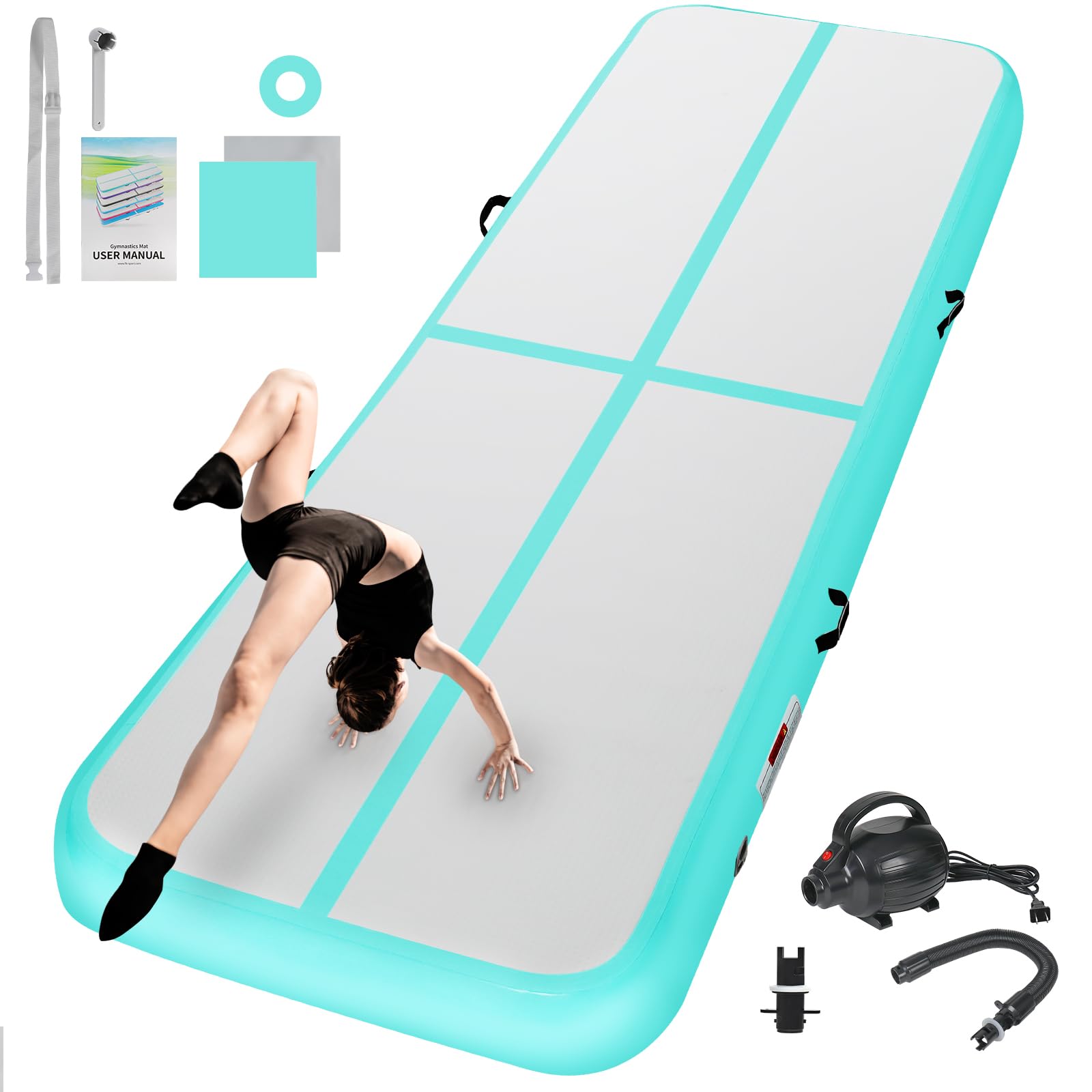 13FT Inflatable Air Gymnastics Mat Training Mats 4inches Thickness Inflatable Tu